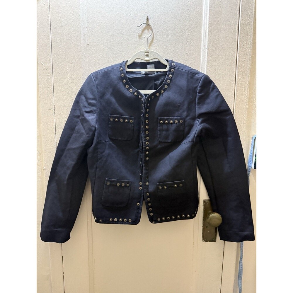 ECCO Studded Cropped Jacket Black Size 12 Military Style